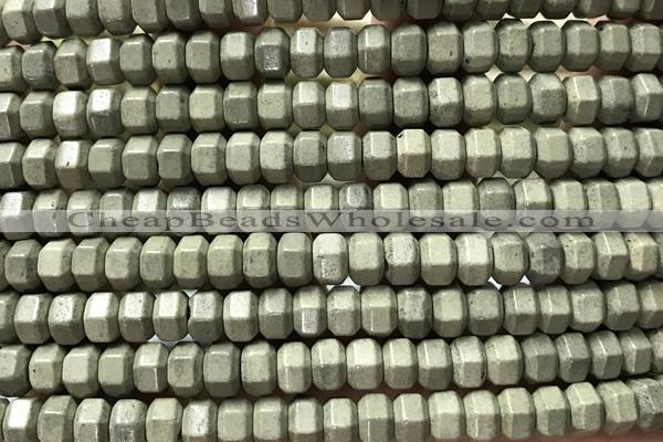 AGAT206 15 inches 4*6mm faceted hexagon oxidized agate beads