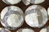 AGAT22 15 inches 12mm faceted round AB-color tibetan agate beads