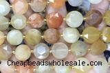 COIN05 15 inches 12mm faceted coin jade gemstone beads