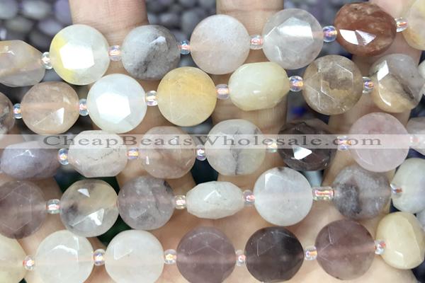 COIN07 15 inches 12mm faceted coin jade gemstone beads