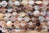 COIN11 15 inches 11mm faceted coin pink quartz beads