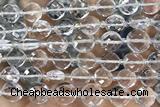 COIN17 15 inches 10mm faceted coin white crystal beads