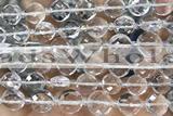 COIN17 15 inches 10mm faceted coin white crystal beads