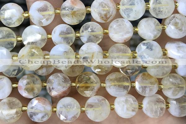COIN19 15 inches 10mm faceted coin citrine gemstone beads