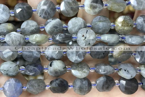 COIN20 15 inches 10mm faceted coin labradorite gemstone beads