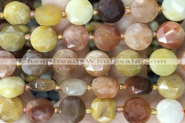 COIN21 15 inches 10mm faceted coin jade gemstone beads