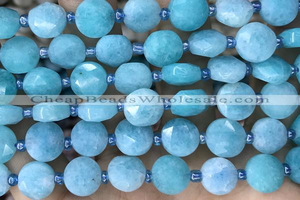 COIN29 15 inches 10mm faceted coin jade gemstone beads