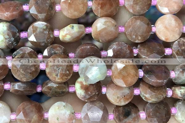 COIN37 15 inches 10mm faceted coin jasper gemstone beads