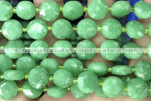 COIN38 15 inches 10mm faceted coin jade gemstone beads
