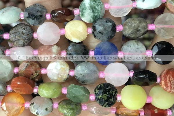 COIN41 15 inches 10mm faceted coin gemstone beads
