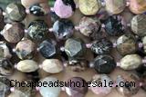COIN44 15 inches 12mm faceted coin rhodonite gemstone beads