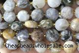 COIN48 15 inches 12mm faceted coin bamboo leaf agate beads