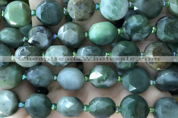 COIN58 15 inches 12mm faceted coin agate gemstone beads