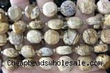 COIN61 15 inches 12mm faceted coin picture jasper beads