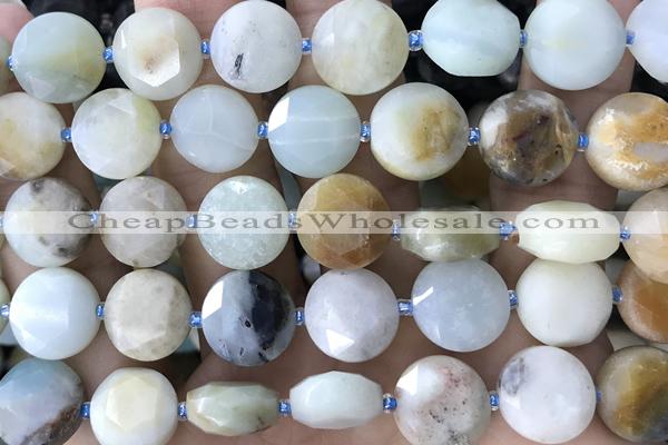 COIN73 15 inches 12mm faceted coin gemston beads