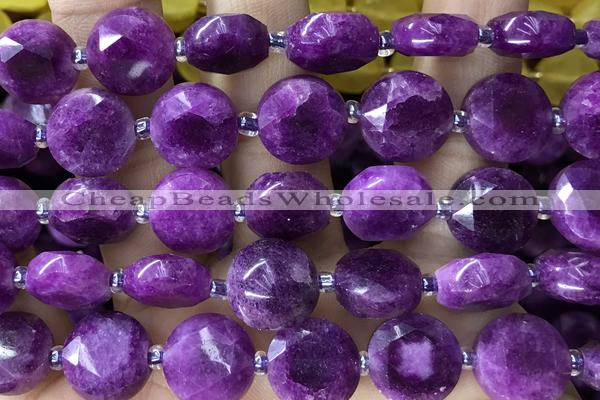 COIN79 15 inches 12mm faceted coin jade gemstone beads