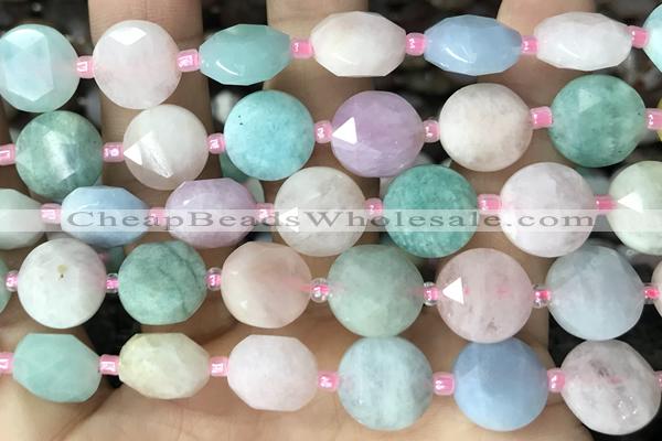 COIN84 15 inches 12mm faceted coin agate gemstone beads