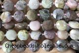 COIN91 15 inches 12mm faceted coin pink opal beads