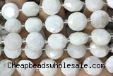 COIN93 15 inches 12mm faceted coin white moonstone beads