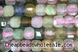 CUBE100 15 inches 2.5mm faceted cube tourmaline gemstone beads