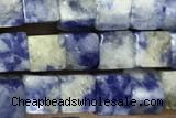 CUBE140 15 inches 4mm cube blue spot stone gemstone beads