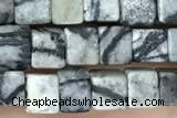 CUBE141 15 inches 4mm cube black water jasper gemstone beads