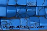 CUBE143 15 inches 4mm cube synthetic turquoise gemstone beads
