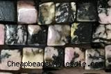 CUBE145 15 inches 4mm cube rhodonite gemstone beads