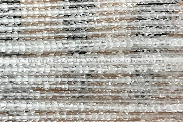 CUBE15 15 inches 2mm faceted cube white crystal gemstone beads