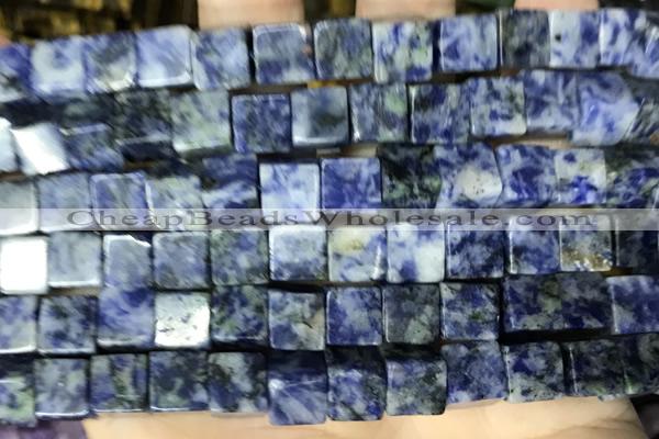 CUBE196 15 inches 8mm cube blue spot stone gemstone beads