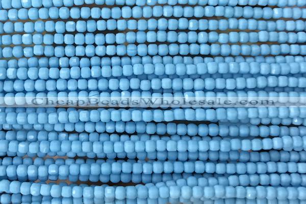 CUBE22 15 inches 2.5mm faceted cube turquoise gemstone beads