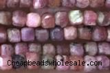CUBE36 15 inches 2.5mm faceted cube rhodonite gemstone beads