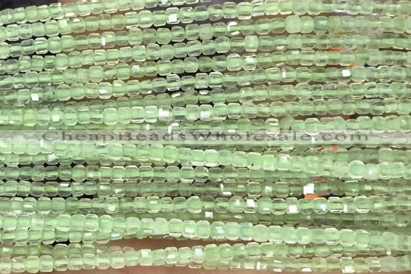 CUBE43 15 inches 2.5mm faceted cube prehnite gemstone beads