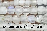 CUBE53 15 inches 3mm faceted cube white moonstone gemstone beads