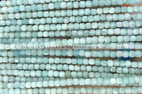 CUBE59 15 inches 2.5mm faceted cube amazonite gemstone beads