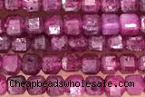 CUBE84 15 inches 2mm faceted cube ruby gemstone beads