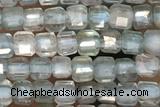 CUBE86 15 inches 3mm faceted cube quartz gemstone beads
