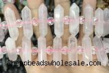 NUGG32 15 inches 8*32mm faceted nuggets rose quartz gemstone beads