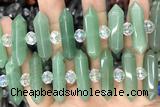 NUGG37 15 inches 8*32mm faceted nuggets green aventurine gemstone beads
