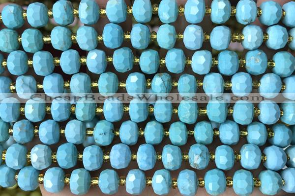 ROND147 15 inches 6*8mm faceted rondelle turquoise gemstone beads