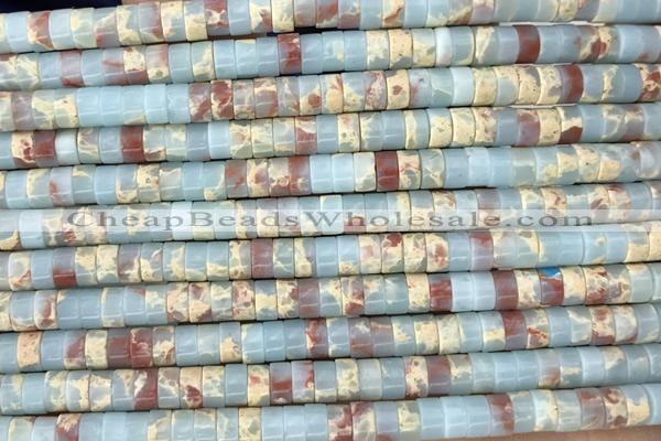 ROND24 15 inches 2*4mm heishi synthetic serpentine jasper beads