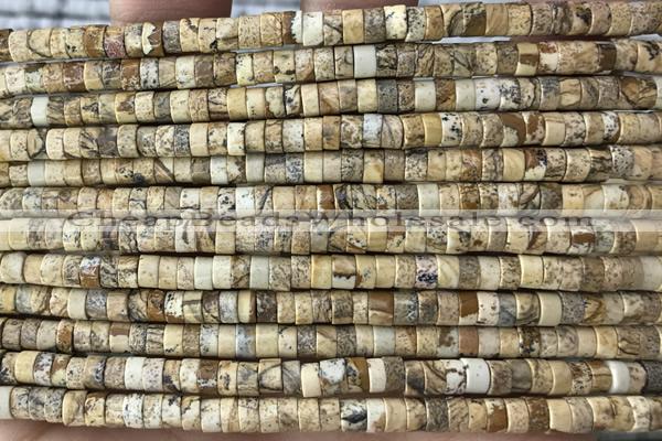ROND36 15 inches 2*4mm heishi picture jasper gemstone beads