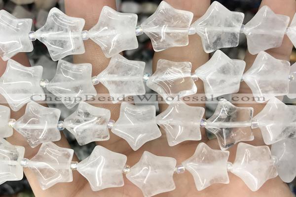 STAR02 15 inches 16mm star white crystal gemstone beads