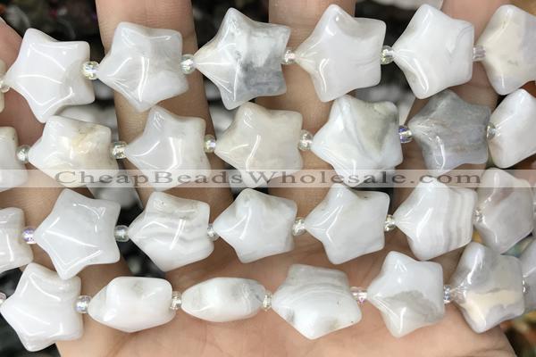 STAR04 15 inches 16mm star white crazy lace agate beads