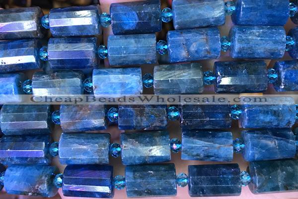 TUBE100 15 inches 10*14mm faceted tube apatite gemstone beads