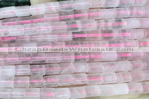 TUBE46 15 inches 6*8mm tube rose quartz gemstone beads