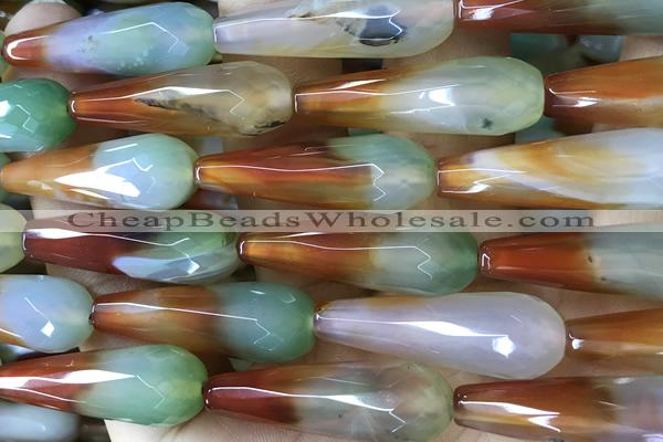 AGAT292 15 inches 12*40mm faceted teardrop rainbow agate beads