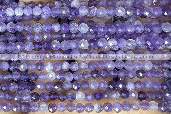AMET15 15 inches 4mm faceted round natural amethyst beads