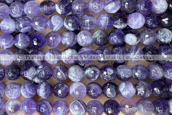 AMET17 15 inches 8mm faceted round natural amethyst beads