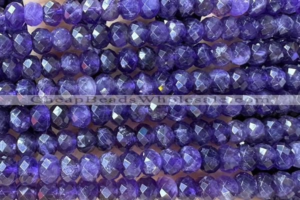 AMET26 15 inches 6*8mm faceted rondelle natural amethyst beads